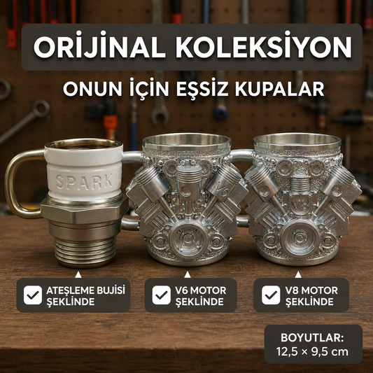 Buji Şeklinde Tasarım Kupa / V8 Motor / V6